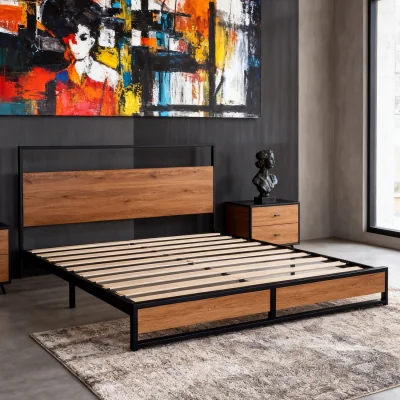 The Range Metal Bed Frame with Headboard and Footboard - Brown / King