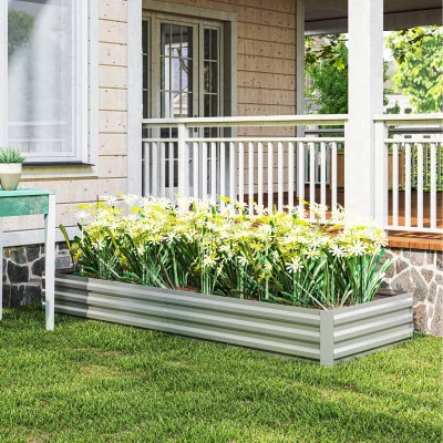The Range Outsunny Raised Garden Bed Outdoor Planter Box - Silver