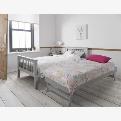 The Range Hampshire Single Bed with Choice of Trundles - Silk Grey / 36.0kg / Single Bedframe, Matheus Trundle, Slats, Hardware, Assembly Guide