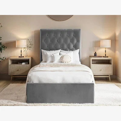 The Range Milan Velvet Single Bed - Grey