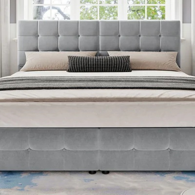 The Range Upholstered hydraulic bed, Spliced bed, Adults teenagers - Grey