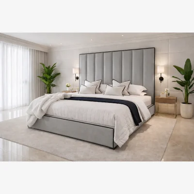 The Range Elegant Panel Bed frame upholstered design - Silver
