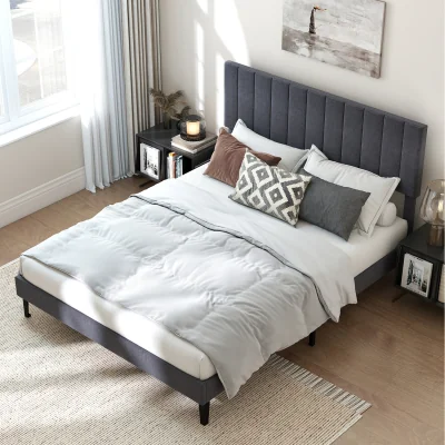 The Range Platform Bed with Adjustable Headboard - Grey