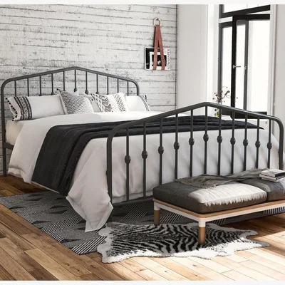 The Range Novogratz Bushwick Metal Bed - Grey / Double