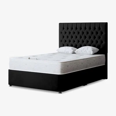 The Range Seraphine Chesterfield Divan Bed with 4 Drawers - Black / King