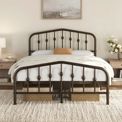 The Range Yaheetech Metal Bed Frame with Arched Headboard - Bronze / Double