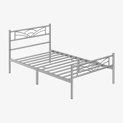 The Range Metal Bed Frame with Cloud-inspired Design Headboard - Silver / Single