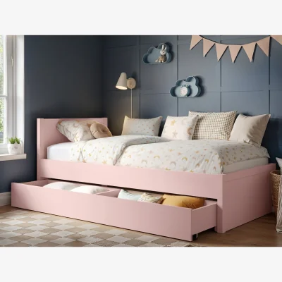 The Range Oliver Car Wooden Bed White & Oak - Pink