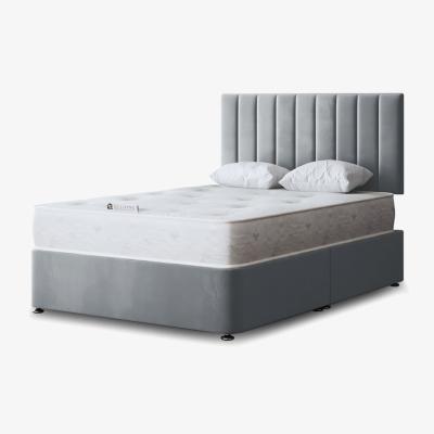 The Range Amelia Upholstered Panel Bed with 4 Drawers - Silver / King
