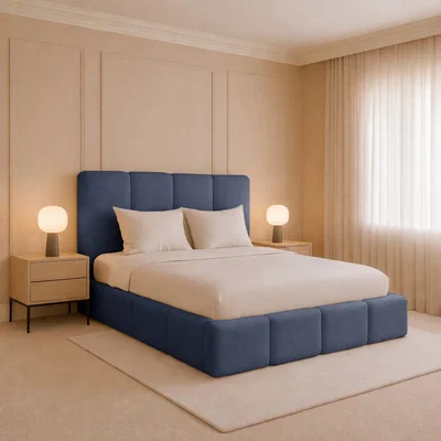 The Range Monaco Plush Velvet Upholstered Bed Frame  Double King Super King - Blue / Small Double