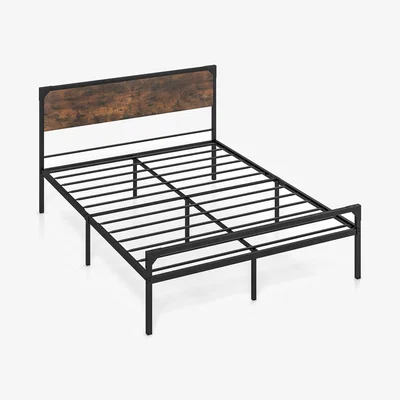 The Range Industrial Metal Platform Bed Frame - Brown