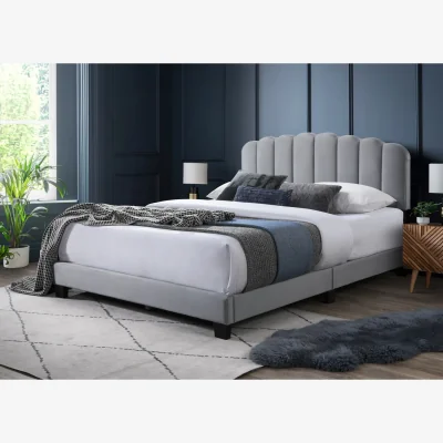 The Range Lunar Grey Velvet Bed Frame - Double - Grey