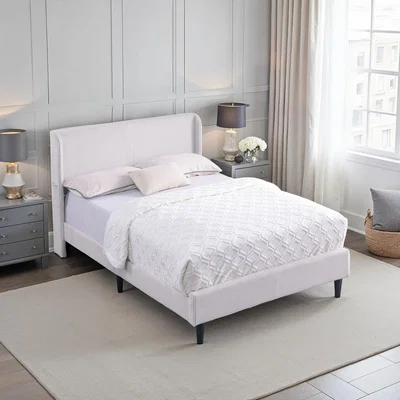 The Range Dereham Cord Fabric Winged Bed Frame - Ivory / King