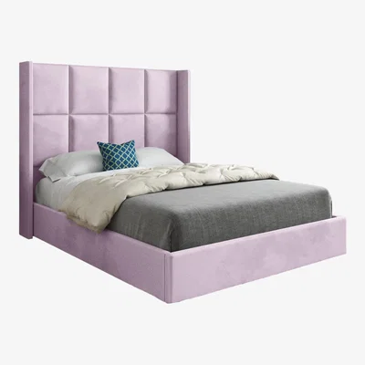 The Range Makis Soft Velvet Upholstered Straight Winged Bed Frame - Pink / Small Single