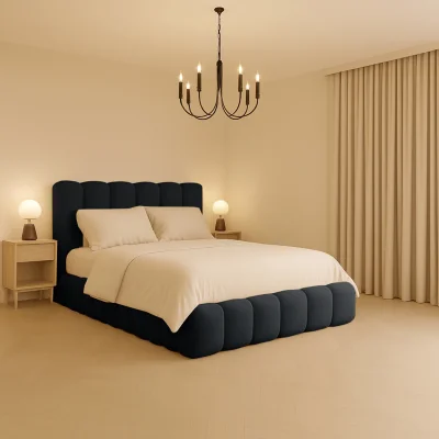 The Range Designer Plush Velvet Alice Upholstered Panel Bed Frame - Black / Small Double