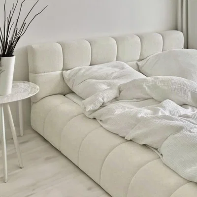 The Range Celine Boucle Upholstered Bed Frame - Boucle Fabric - Teal / Small Double