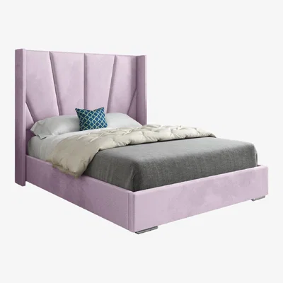 The Range Cocoon Soft Velvet Upholstered Wide Curved Winged Bed Frame - Pink / King
