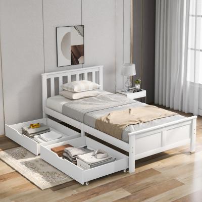 The Range Lucy Pine Wood Bed Frame with 2 Large Drawers  - White