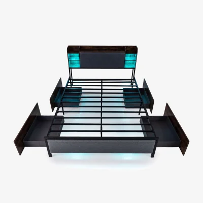 The Range Industrial Upholstered Platform Bed - Brown