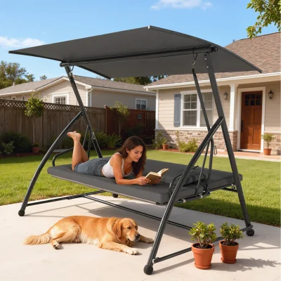 The Range Outsunny 3 Seater Garden Hammock Bed  - Grey
