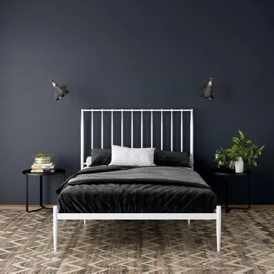 The Range Giulia Modern Metal Bed - White / King