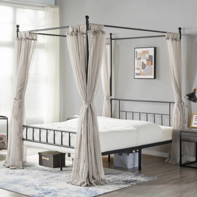 The Range Metal Canopy Bed Frame with Headboard and Footboard - Black
