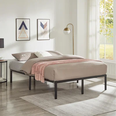 The Range Metal Bed Frame with Modern Black Finish - Black / Double