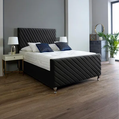 The Range Sorrento Frame Bed with Headboard and Footboard - Black / Small Double