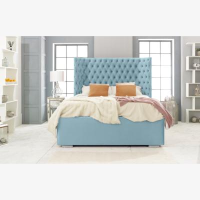 The Range Philly Plush 4 inch solid thick Bed Frame with Thick Winged Headboard - Duck Egg / King