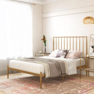 The Range Giulia Modern Metal Bed - Gold / Double