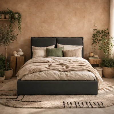 The Range Wyld Haus Wexford 5ft King Size Bed, Deep Grey Linen Upholstery - Dark Grey