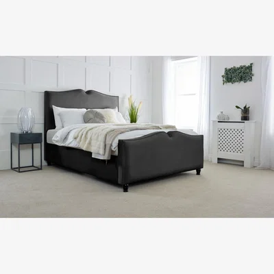 The Range Harling Plush 4 Inch Solid Thick Bed Frame With Heart Shaped Headboard - Black / King