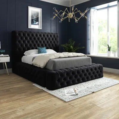 The Range Dreamscape Pleated Upholstery Bed Frame - Black / Single