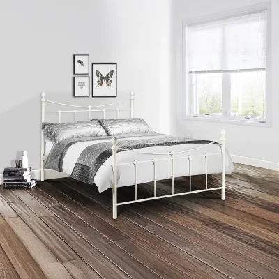 The Range Rebecca White Bed Frame - Stone White Satin / Single
