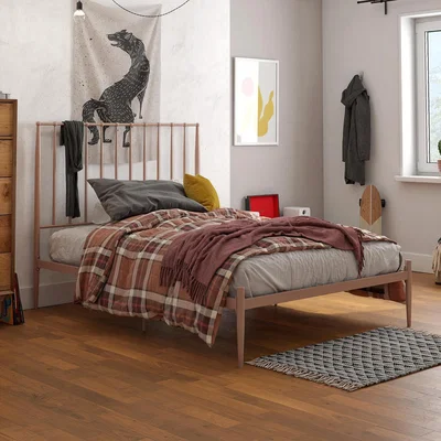 The Range Giulia Modern Metal Bed - Millennial Pink / King