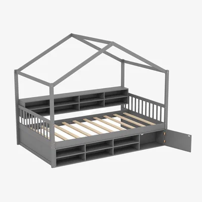 The Range Single Size House Bed with Roof - Grey