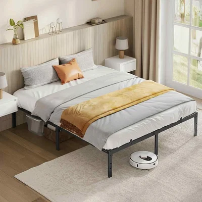The Range King Size Metal Bed Frame, Modern Platform Bed with Underbed Storage, Easy to Assemble, Ink Black - Ink Black