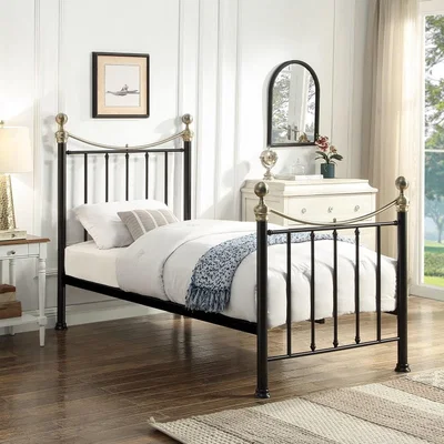 The Range Hampstead Traditional Style Brass Metal Bed Frame - Black / Single