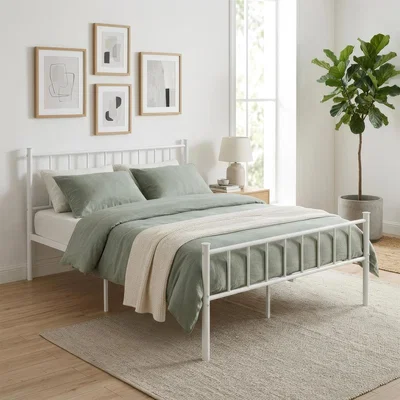 The Range Double Metal Bed Frame - 4ft 6" - White