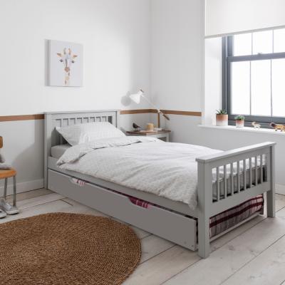 The Range Hampshire Single Bed Frame with Spacesaver Pullout Trundle - Grey