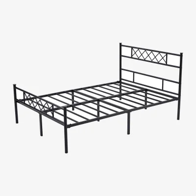 The Range MCC Direct Double 4FT6 Black Metal Bed Frame with Headboard and Footboard Felix - Black