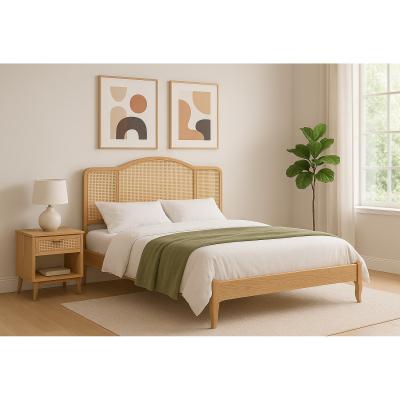 The Range Wooden Rattan Bed Frame - Brown / No / King size bed