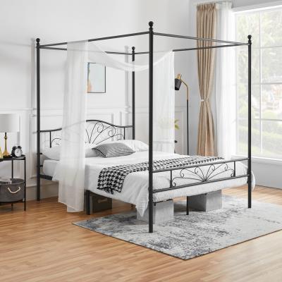 The Range Metal Canopy Bed Frame with Arched Headboard - Black