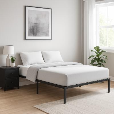 The Range Kiela Metal Bed Frame with Minimalist No Headboard Design - Black
