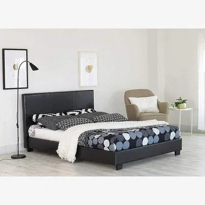 The Range Leather Bed Frame Black Upholstered - Black / 49kg