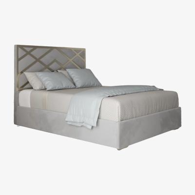 The Range George Upholstered Velvet Metal Bed Frame - Grey / Superking