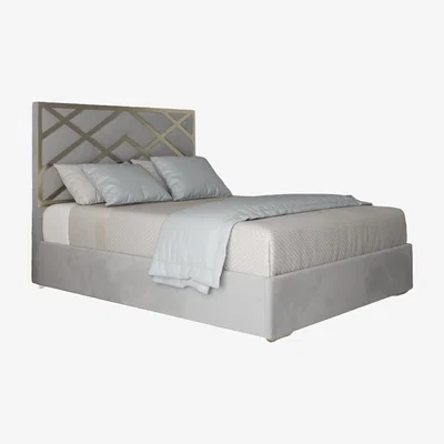 The Range George Upholstered Velvet Metal Bed Frame - Grey / Superking