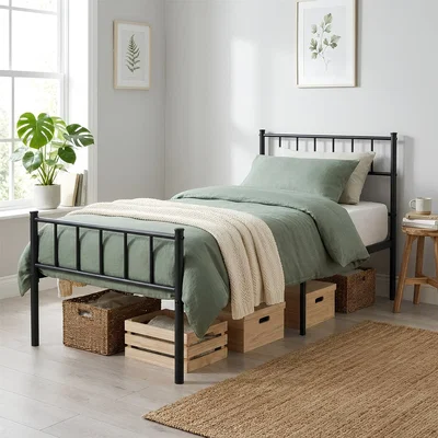 The Range Single Metal Bed Frame - 3ft - Black