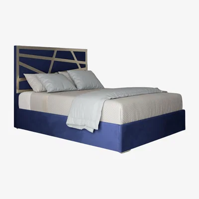 The Range Cloudrest Soft Velvet Upholstered Metal Bed Frame - Blue / Double