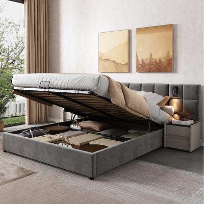 The Range Upholstered Bed with Directional Lamp and USB Charging - Grey